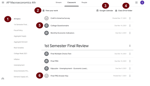 Google Classroom Classwork Page Layout
